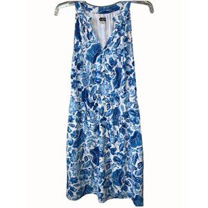 Mudd Pie Sleeveless ladies blue white floral mini lined mini dress size Medium